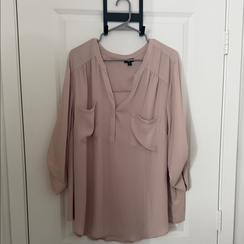 Torrid Blush Blouse with Front Pockets